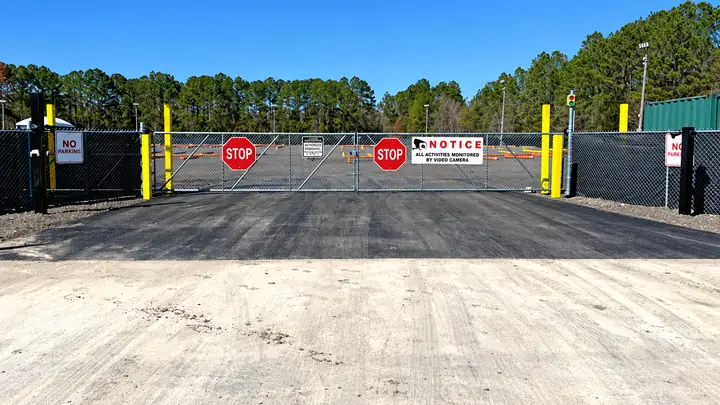 Gated, camera-monitored entrance at a TruckTuck lot