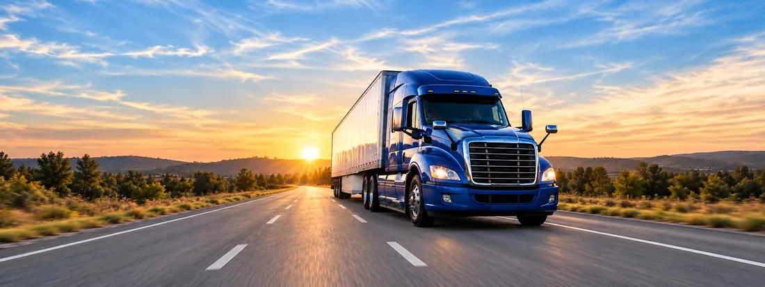 TruckTuck roadside assistance truck on the highway at sunset